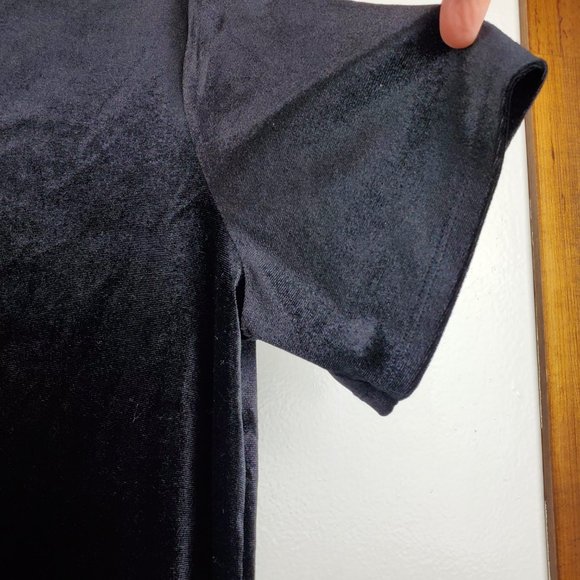 Old Navy Women's Black Velour Short Sleeve Round Neck Top Spring L Large - Picture 6 of 9